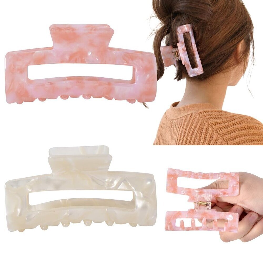 Tortoise Claw Hair Clips Banana Pink Leopard Print for Women
